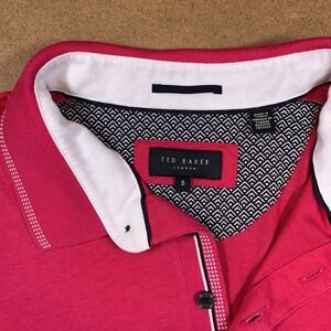 Ted Baker London Short Sleeve Button Polo Mens US Size XL (UK5) Pink Regular Fit